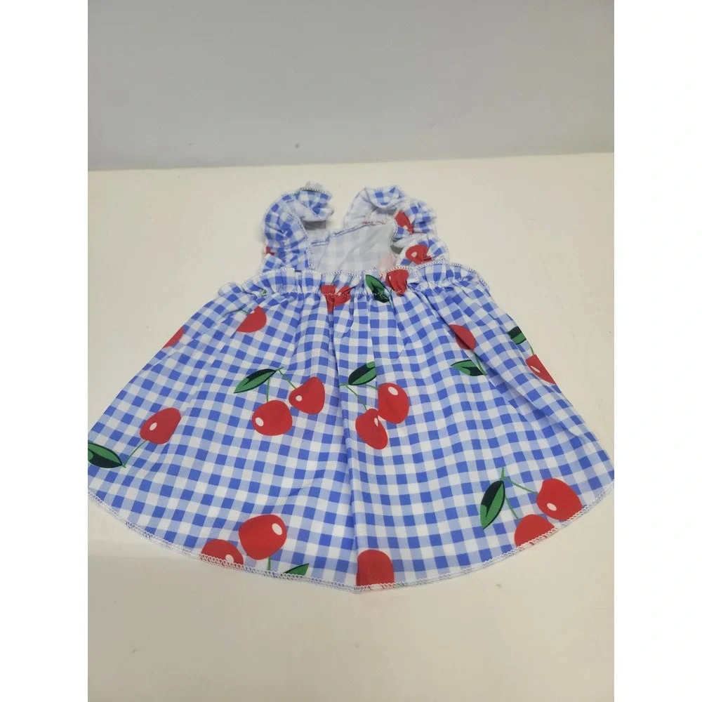 Dog‎ or cat Cherry Gingham Dress Ruffle Straps pet apparel Size S